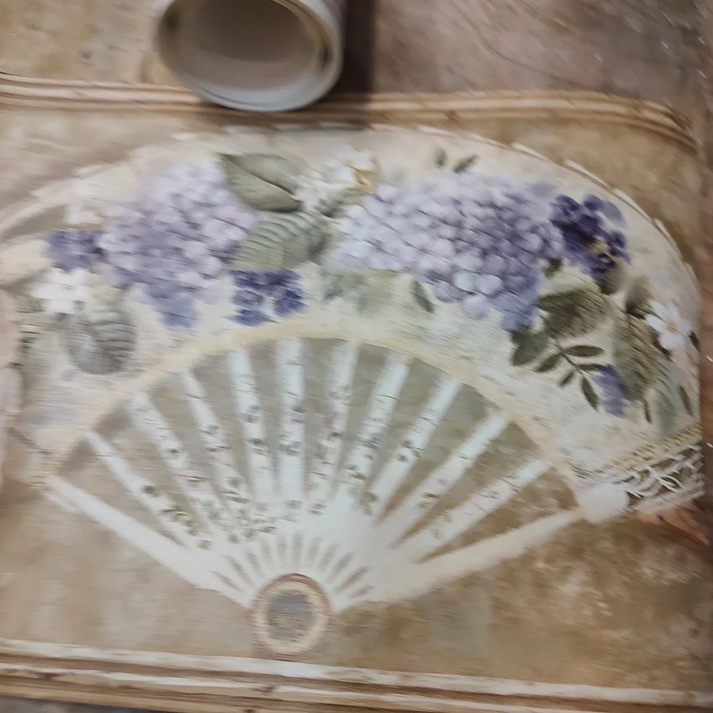 Vintage Imperial Wallpaper Border 3 Rolls floral Roses  Fans Cottage Core Crafts